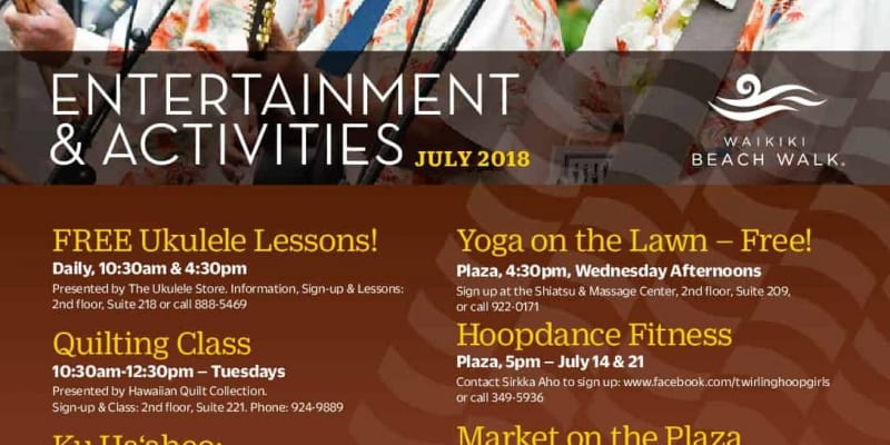 Events for July at Waikiki Beach Walk